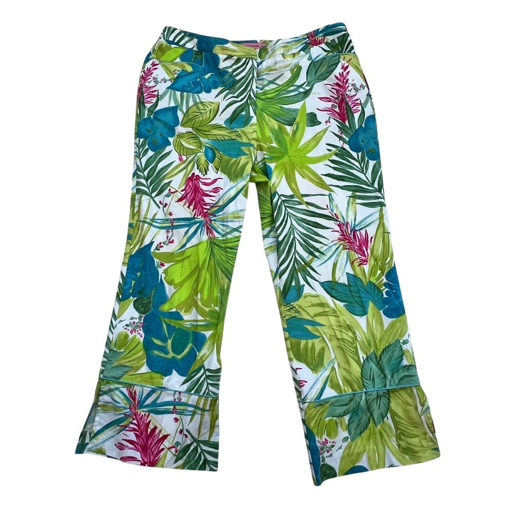 Bandolino Hawaiian Tropical Leaf Print Capris Size 14